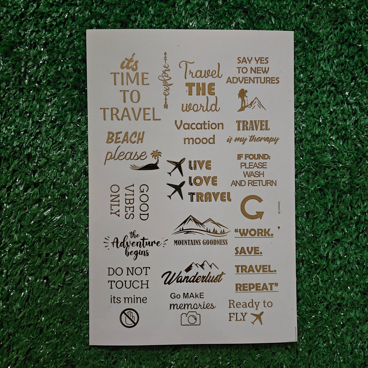 TRAVEL QUOTE A5 EMBOSS STICKER SHEET
