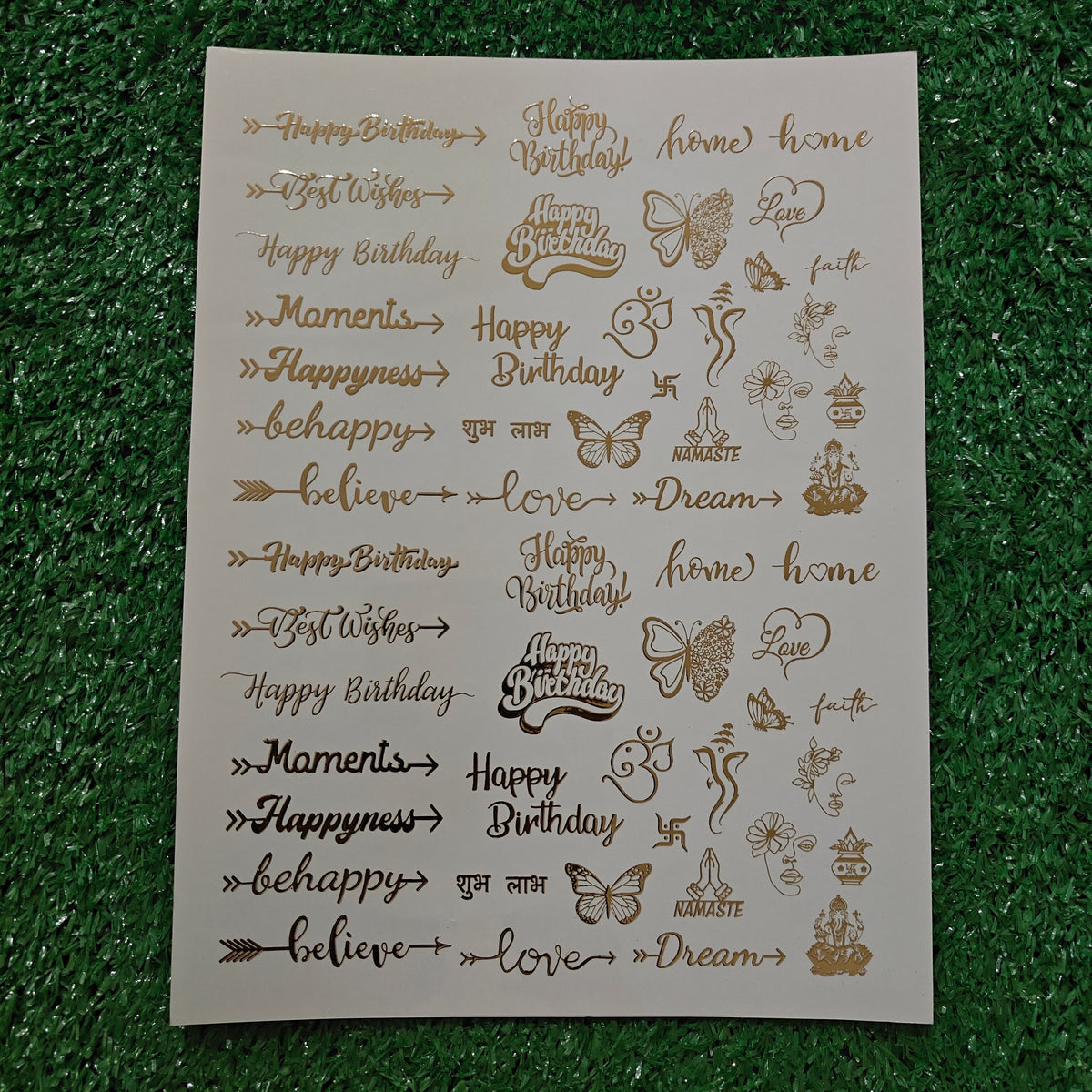 WISHES AND SYMBOL MIX A4 EMBOSS STICKER SHEET