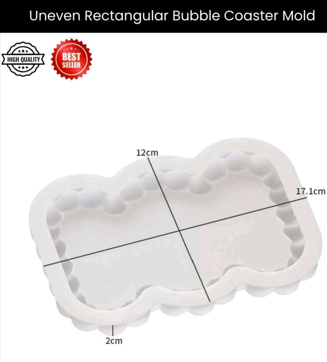 Uneven Rectangle Bubble Tray Mould for Resin and Terra Art for Coaster