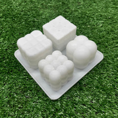 4 cavity Assorted Cube Shape Candle Mould
