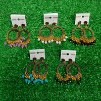 Golden Round Shape Jhumka Resin Earrings With Beads (any one)
