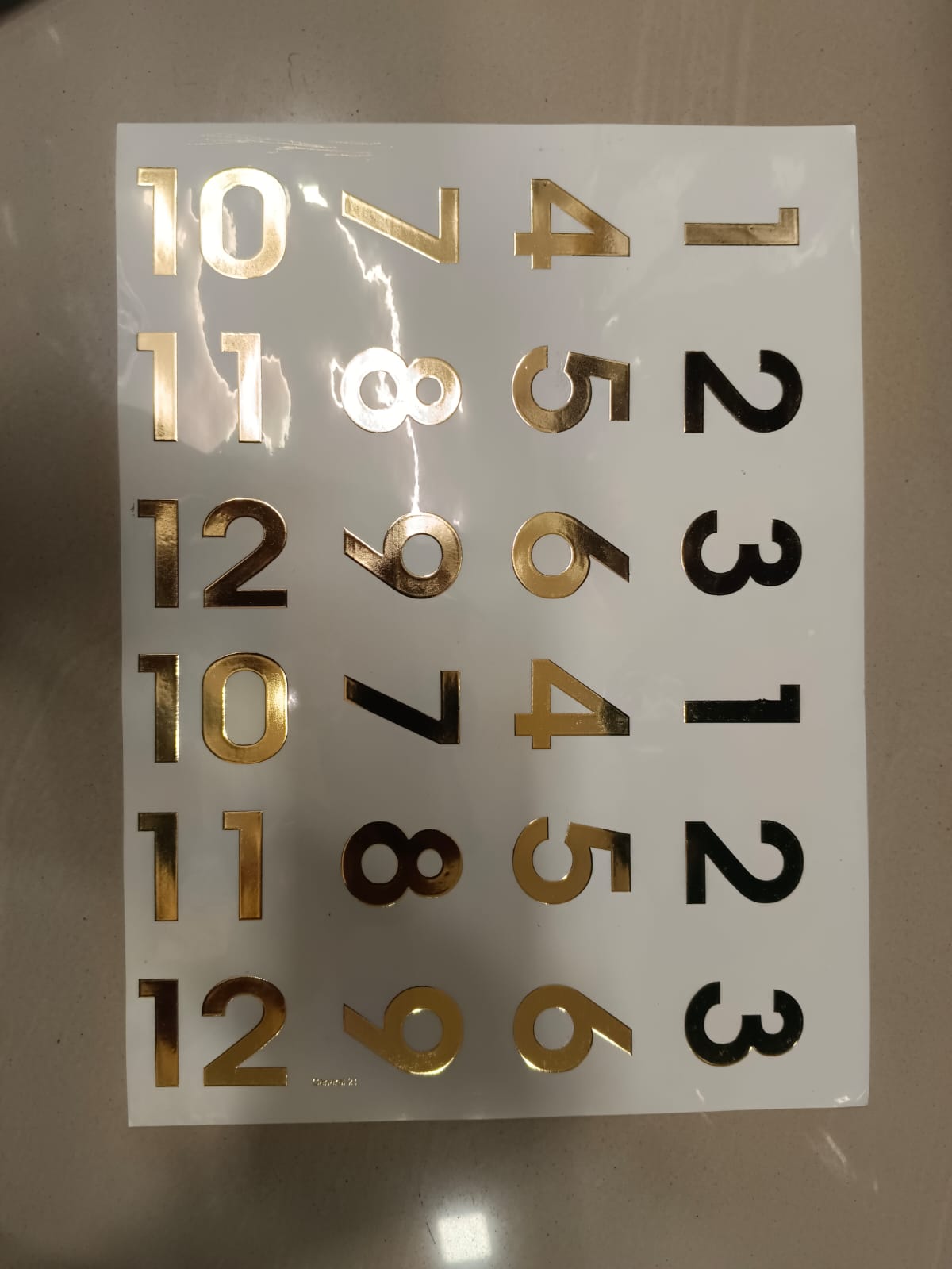 Number embossed sticker sheet A4 (geb-002)