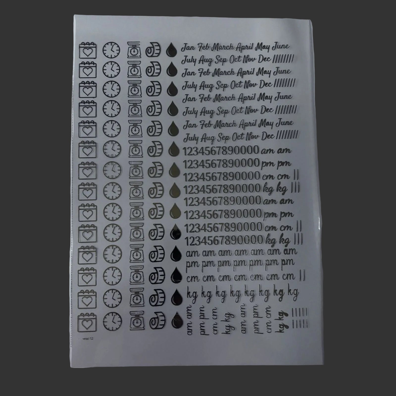 baby birth details metal insert sheet for resin art