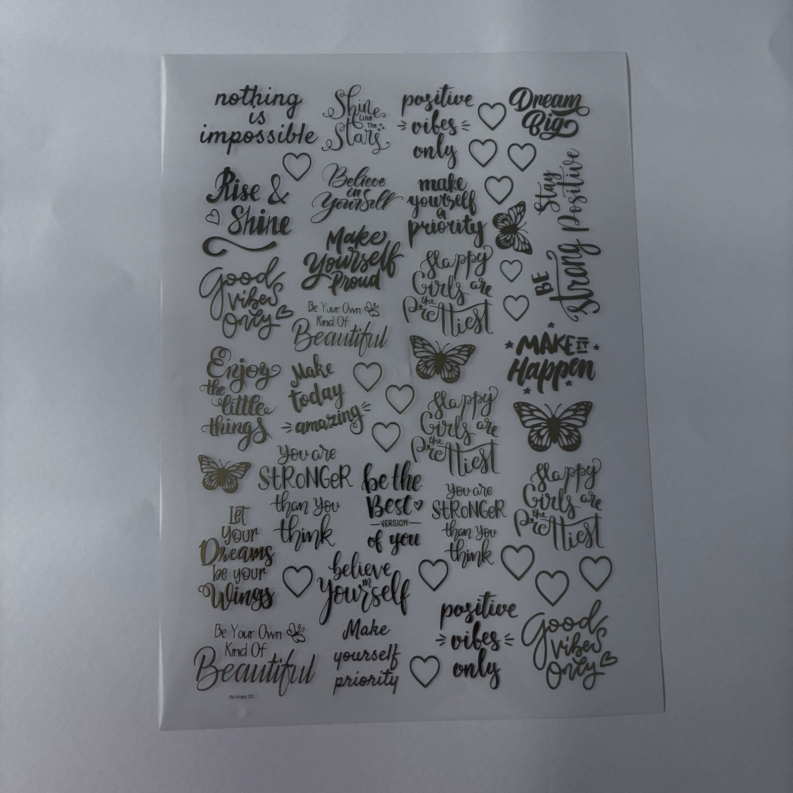positive quote metal insert sheet for resin art