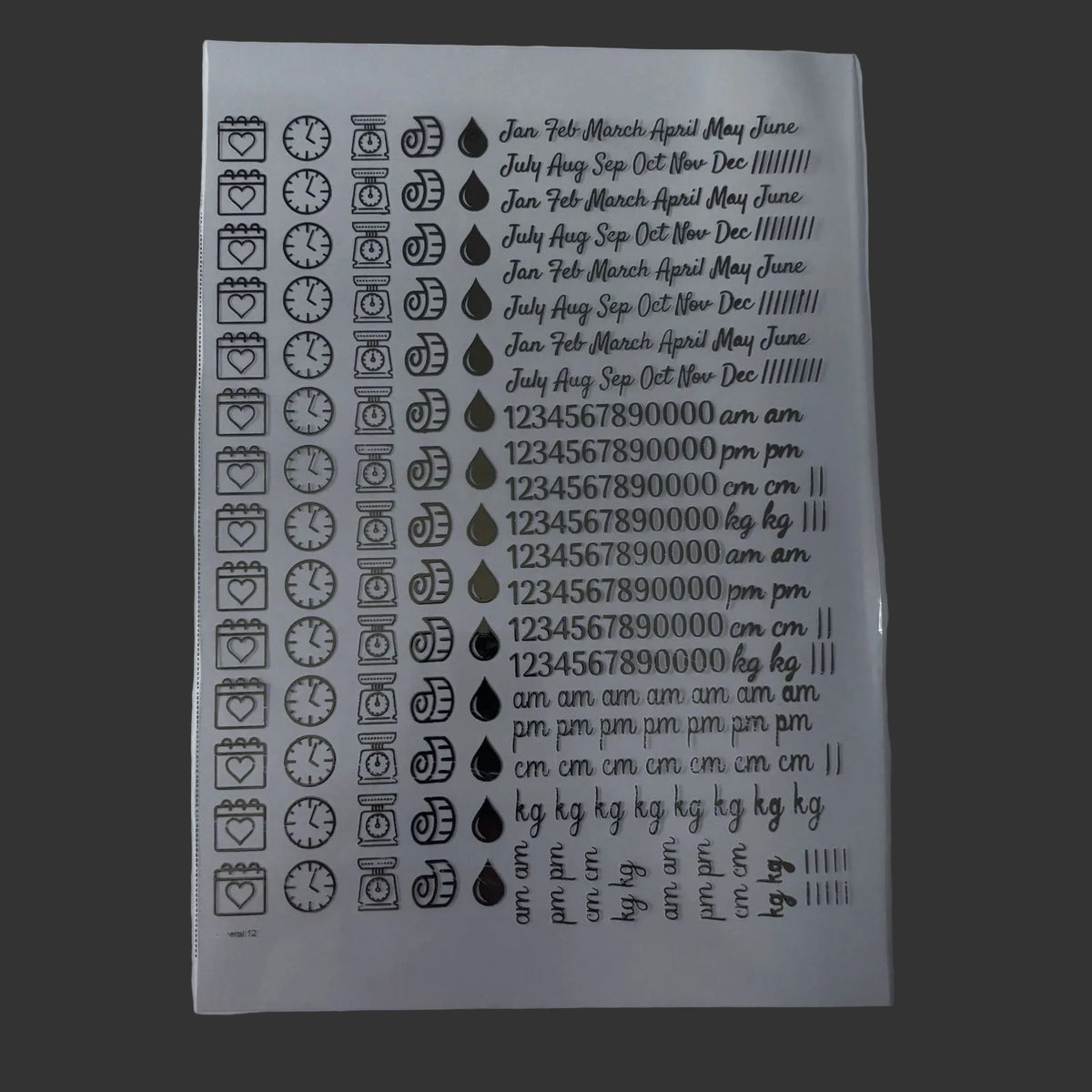 baby birth details metal insert sheet for resin art