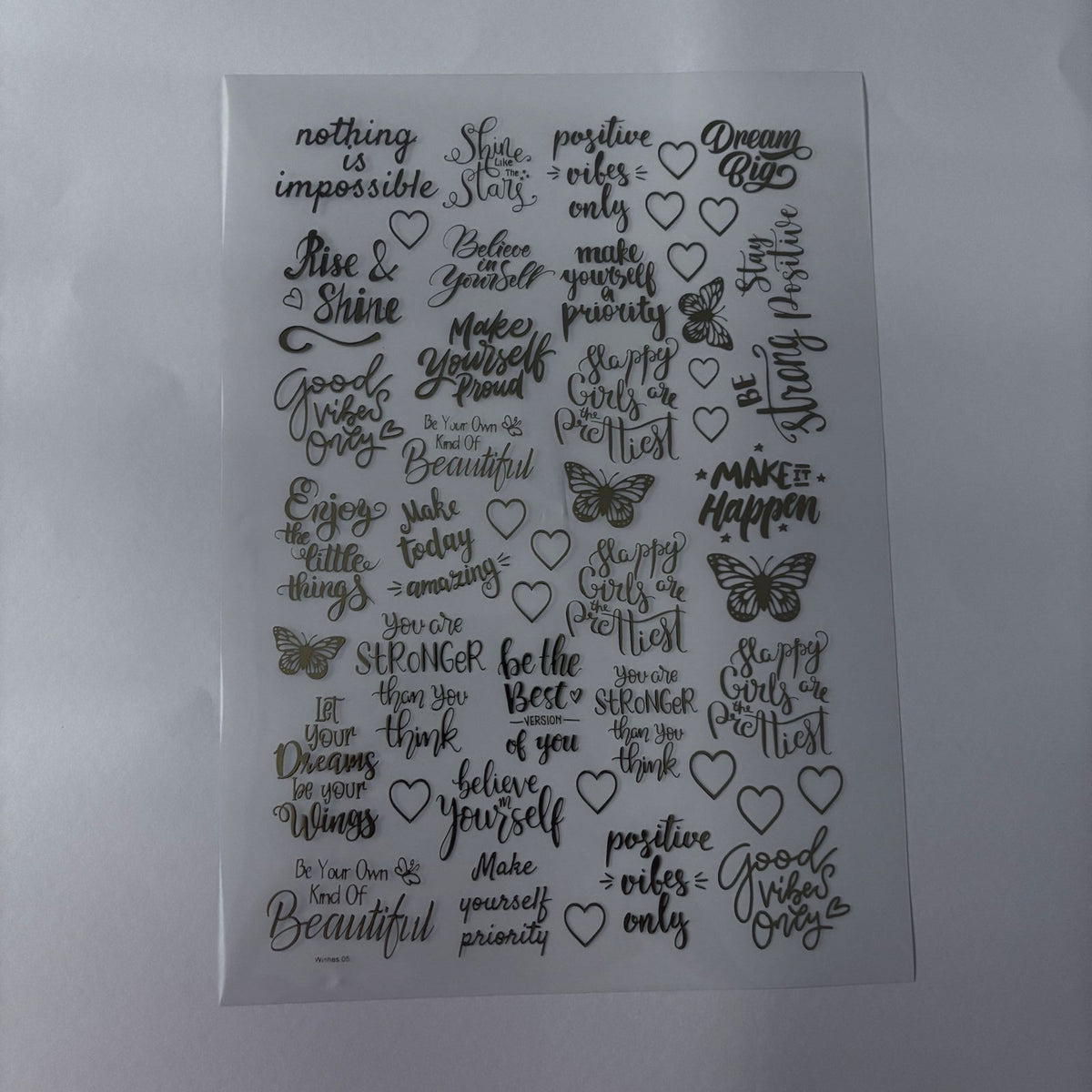 positive quote metal insert sheet for resin art