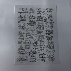 positive quote metal insert sheet for resin art