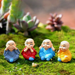 Miniature baby monk Buddha 4 pcs set 1480549 for resin art fairy garden terrarium DIY miniature decor India