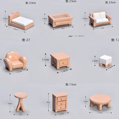 Miniature home mini furniture set beige 1480384-B for dollhouse resin art DIY miniature decoration India