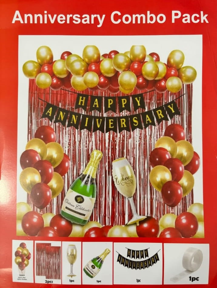 Anniversary decoration combo kit for romantic party celebration and balloon backdrop décor