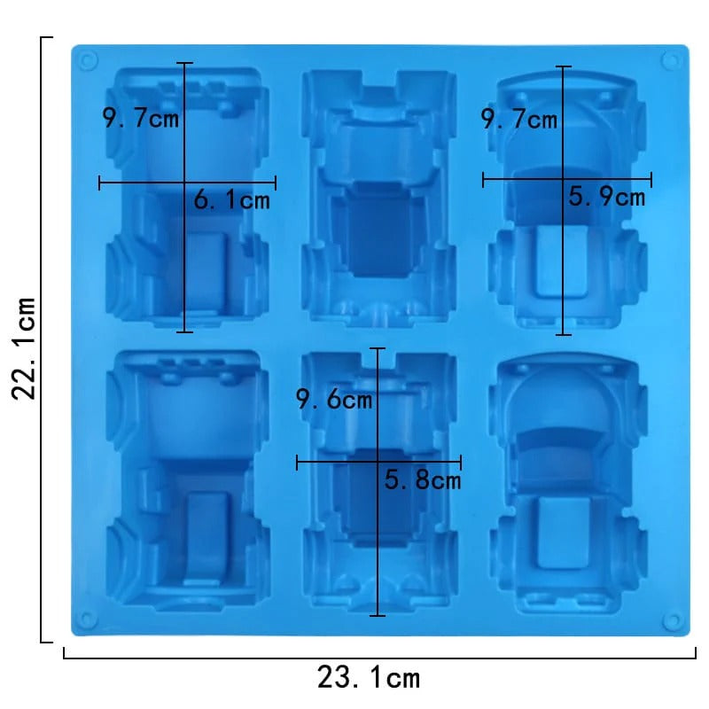 6 cavity assorted trucks and construction vehicle silicone mould for resin art, clay crafts, fondant, chocolate making and DIY projects