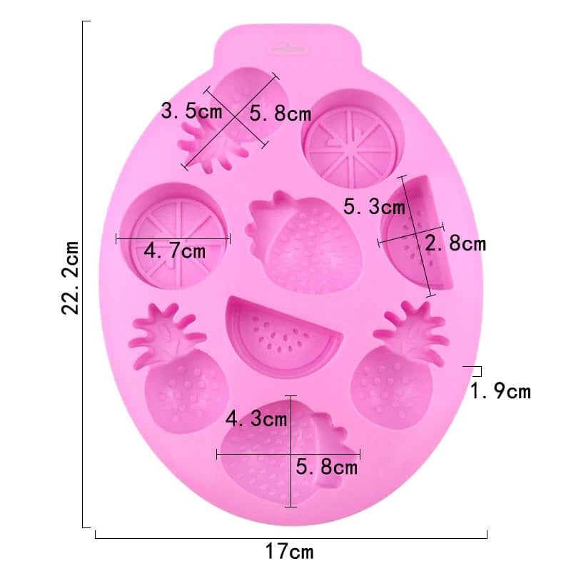 6 cavity mixed fruits silicone mould for resin art, polymer clay, fondant, chocolate making, soap crafting and DIY art projects
