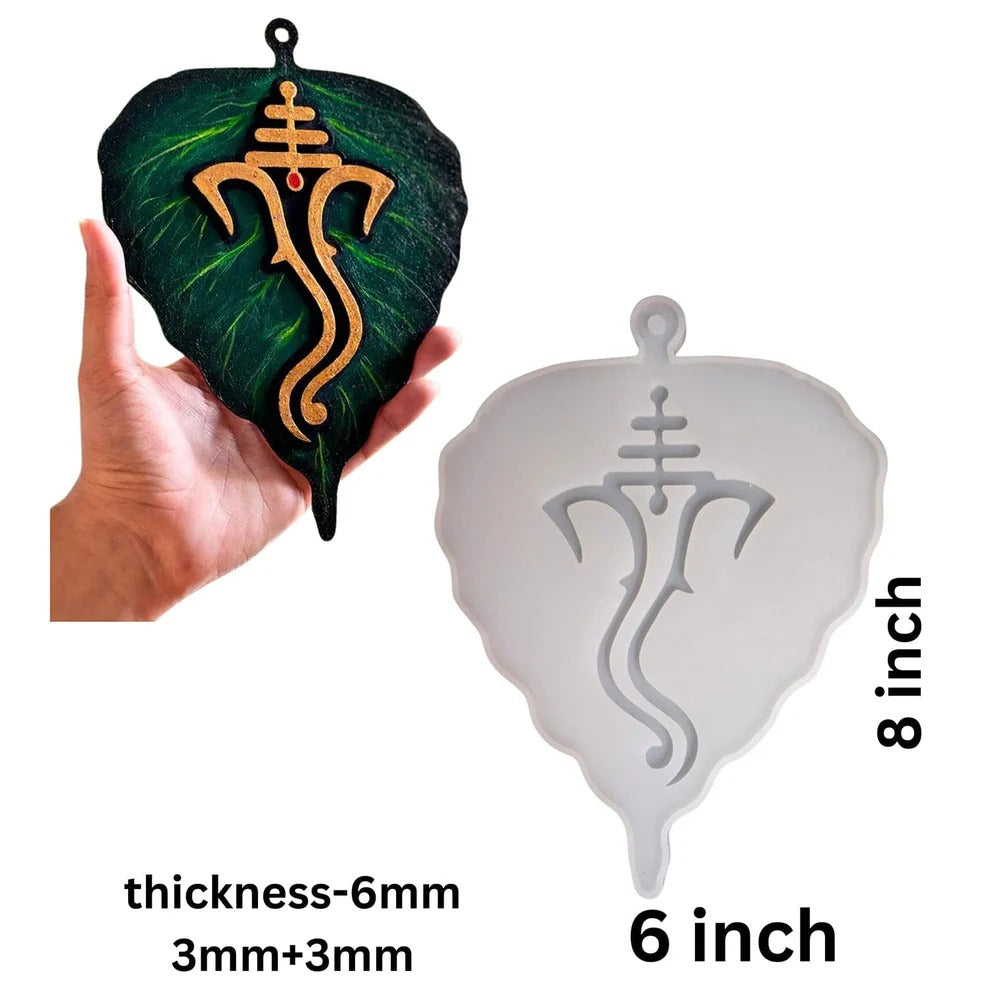 Leaf Ganesh silicone mould for resin art, clay crafts, plaster casting, soap making, fondant decoration and DIY spiritual craft projects