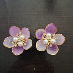 Acrylic Flower with Ready Pearl Flower for Pooja Thali (2pcs)