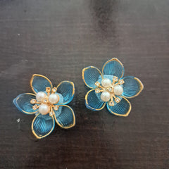Acrylic Flower with Ready Pearl Flower for Pooja Thali (2pcs)