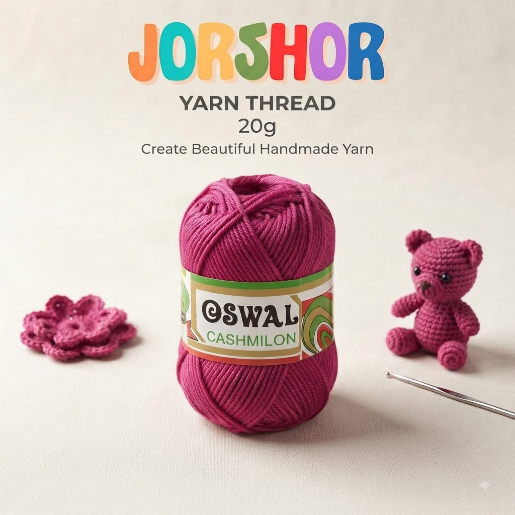 Oswal Cashmilon Yarn Thread – 20g ( Dark Pink Colour )