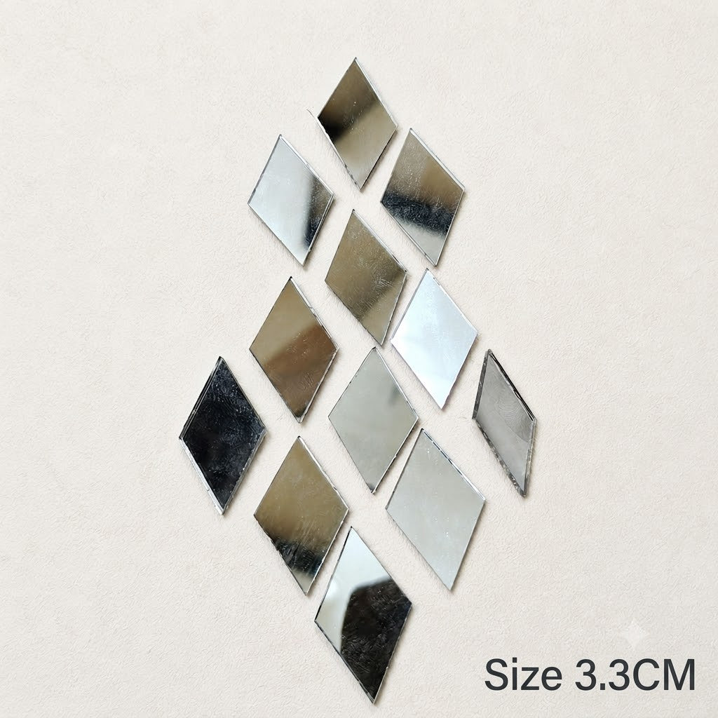Large Diamond Mirror Pieces 3.3 cm | Rhombus Shaped Glass Mirrors for Lippan Art, Wall Decor, Mosaic & DIY Craft