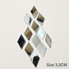 Large Diamond Mirror Pieces 3.3 cm | Rhombus Shaped Glass Mirrors for Lippan Art, Wall Decor, Mosaic & DIY Craft