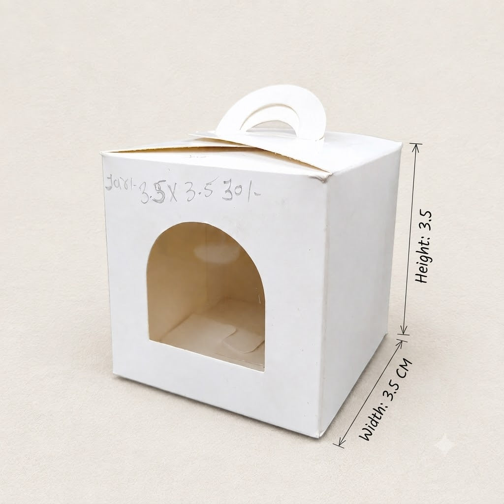 White Mini Window Gift Box with Handle | Cupcake, Chocolate, Jar & Return Gift Packaging Box (Pack of [__])