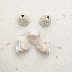 Pearl Beaded Cone Cap Pack of 5 – Handmade Tassel Top Cap for Latkan, Earring & Rakhi Making