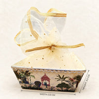 Pichwai Peacock Print Gift Tray with Net Cover | Mini Wedding Favour, Return Gift & Festive Hamper Basket
