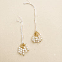 Mini Pearl Bead Hanging with Thread – Cream Pearl Drop Tassel for Jewellery Making (Pack of 2)