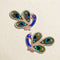 Peacock Patch Pair – Handmade Blue Thread Work Mor Applique with Feather Eye Tail and Stone Border (Set of 2)
