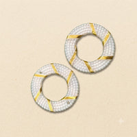 Pearl Texture Ring Set of 2 – White Dotted Circle with Gold Ribbon for Earrings, Rakhi & Craft Making