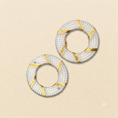 Pearl Texture Ring Set of 2 – White Dotted Circle with Gold Ribbon for Earrings, Rakhi & Craft Making