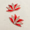 Red Beaded Lotus Patch Set of 2 – Handmade Pearl & Zari Embroidered Applique for Dupatta, Blouse & Craft