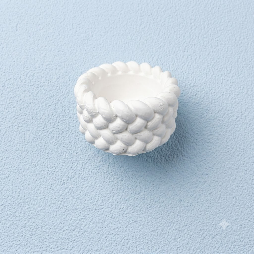 Concrete Braided Weave Bowl – Handmade Cement Basket Texture Tealight & Trinket Holder