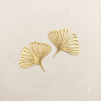 Gold Plated Ginkgo Leaf Pendant Charm – Resin Art, Craft & Hamper Embellishment (2 Pcs)