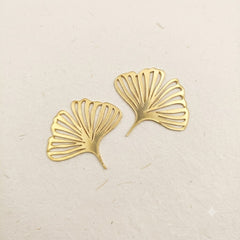 Gold Plated Ginkgo Leaf Pendant Charm – Resin Art, Craft & Hamper Embellishment (2 Pcs)