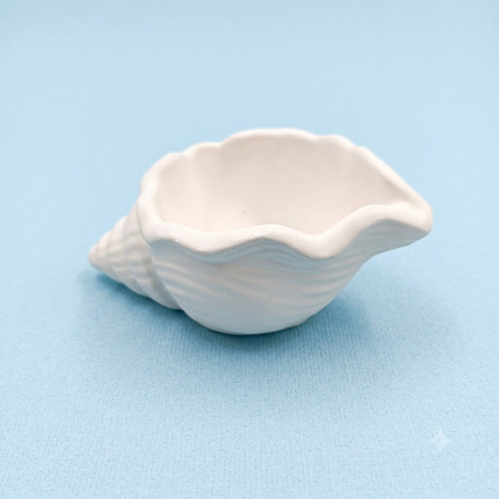 Concrete Seashell Bowl – Handmade Cement Conch Shell Trinket Dish & Candle Holder