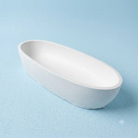 Concrete Oval Bowl – Handmade Cement Boat Shaped Planter & Trinket Tray