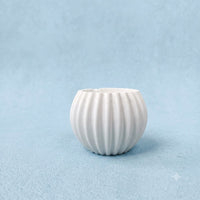 Concrete Ribbed Round Planter – Handmade Cement Fluted Pot for Succulents & Candles