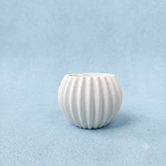 Concrete Ribbed Round Planter – Handmade Cement Fluted Pot for Succulents & Candles
