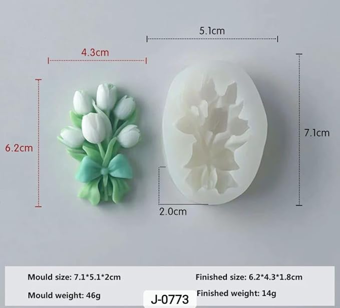 Flat Tulip Bouquet Flower Candle Mould