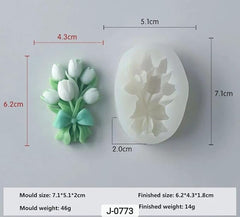 Flat Tulip Bouquet Flower Candle Mould