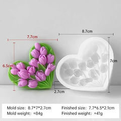 Tulip Heart Shape Bouquet Flower Candle Mould