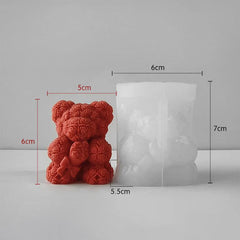 3D Rose Teddy Bear holding bokeh Handmade Candle Mould
