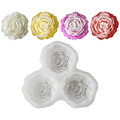 3 Cavity 3D Peony Handmade Candle Mould