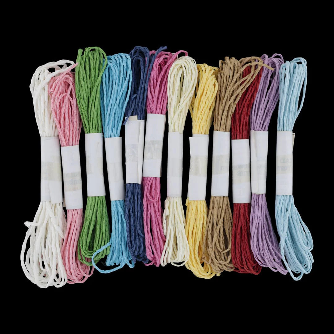 Multi Colour Twisted Paper Thread for Crafts & DIY (pack of 12pcs)