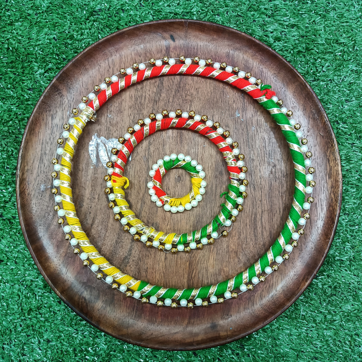 Multicolor Pooja Thali Pearl Border Ring