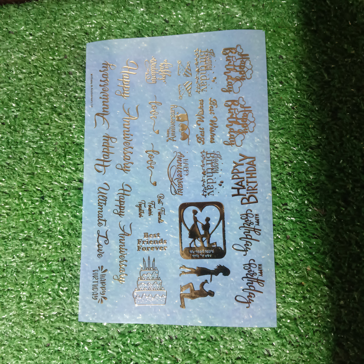 Happy birthday & anniversary metalic insert sheet A5