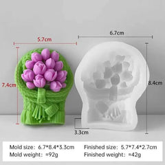 Round Flat Tulip Bouquet Candle Mould
