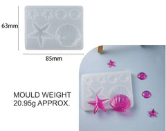 6 Cavity Star & Shell Keychain Mould for resin art and candle art