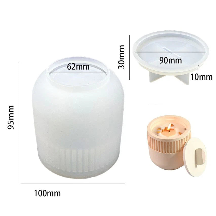 cylindrical candle jar mould with lid