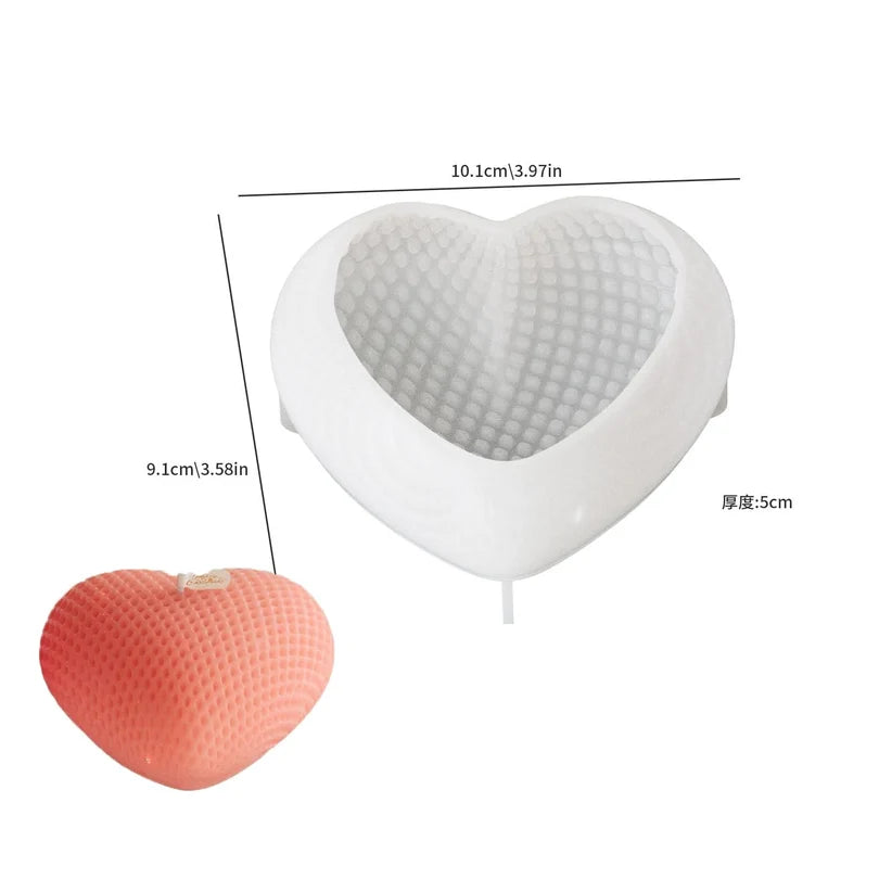 Woven Heart Big Silicone Mold | 3D Knitted Texture for Candle Making, Soap, Resin & Crafts