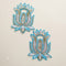 Sky Blue Lotus Patch Set of 2 – Handmade Sequin & Bead Applique with Stone Chain for Dupatta, Lehenga & Craft